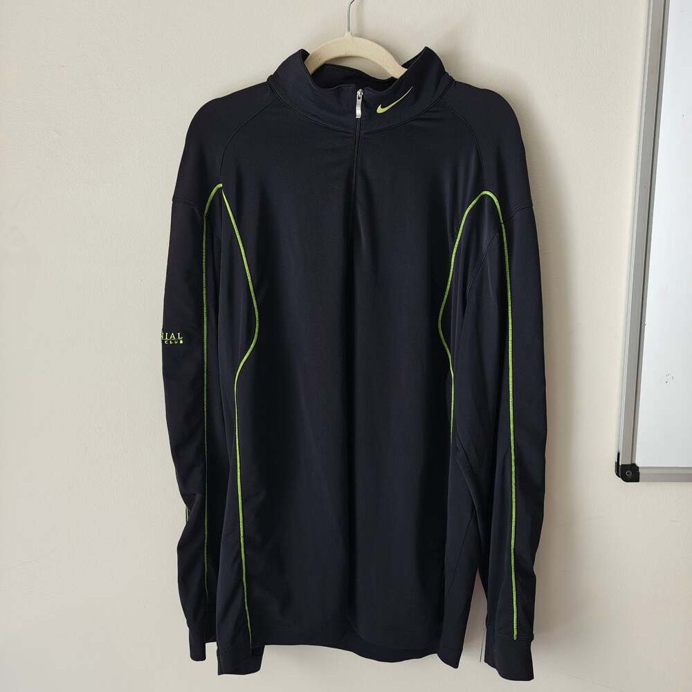 Nike Golf Dri-FIT Quarter Zip Mens Large Black Volt Colonial Golf Club Pullover
